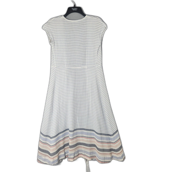 Marine Layer Double Gauze Cotton Maddie True Wrap Dress Striped Sz Medium - Picture 4 of 7